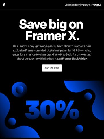 Black Friday: Save 30% on Framer X and get a Framer-branded wallpaper set Thumbnail Preview