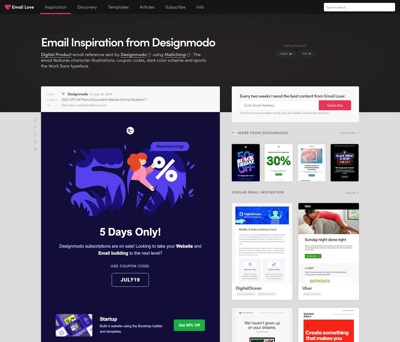 Email Love - email inspiration overview Screenshot