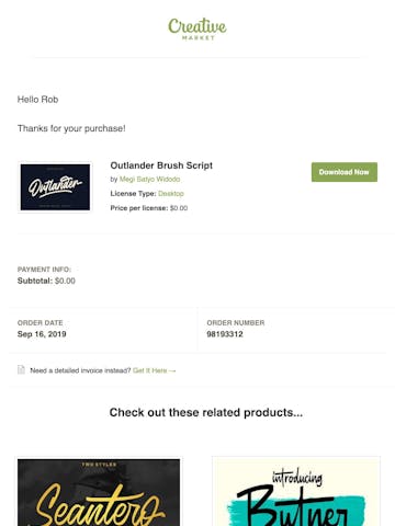 Receipt for your Creative Market purchase Thumbnail Preview
