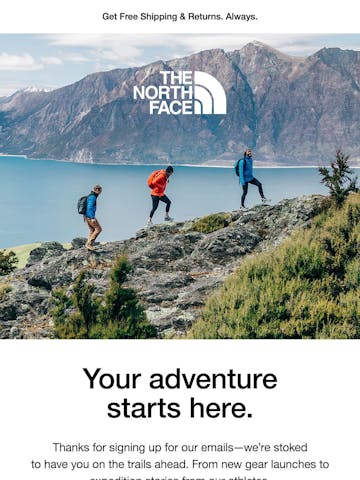 The North Face Welcome Email Thumbnail Preview