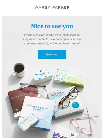 Warby Parker Welcome Email Thumbnail Preview