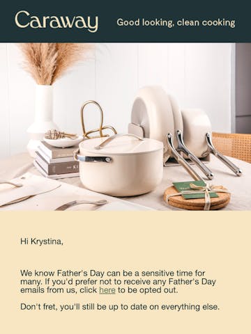 Caraway Father’s Day Opt-out Email Thumbnail Preview
