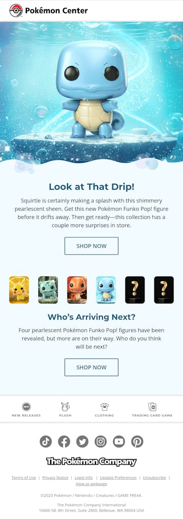 Pokémon Center Email Design Thumbnail Preview