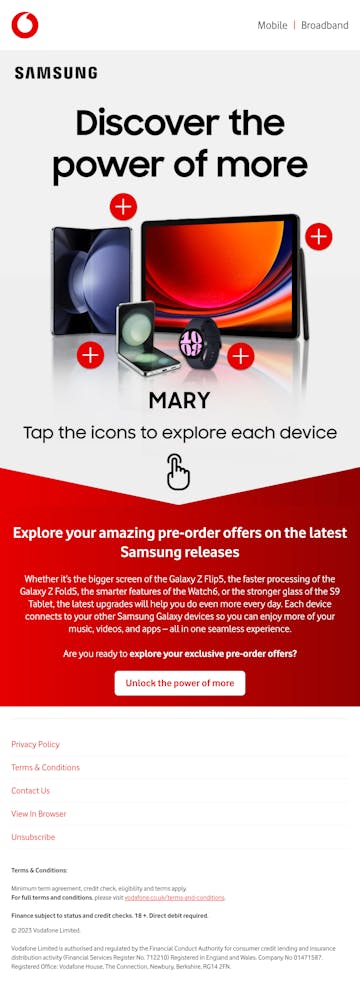 Interactive Email from Vodafone Thumbnail Preview