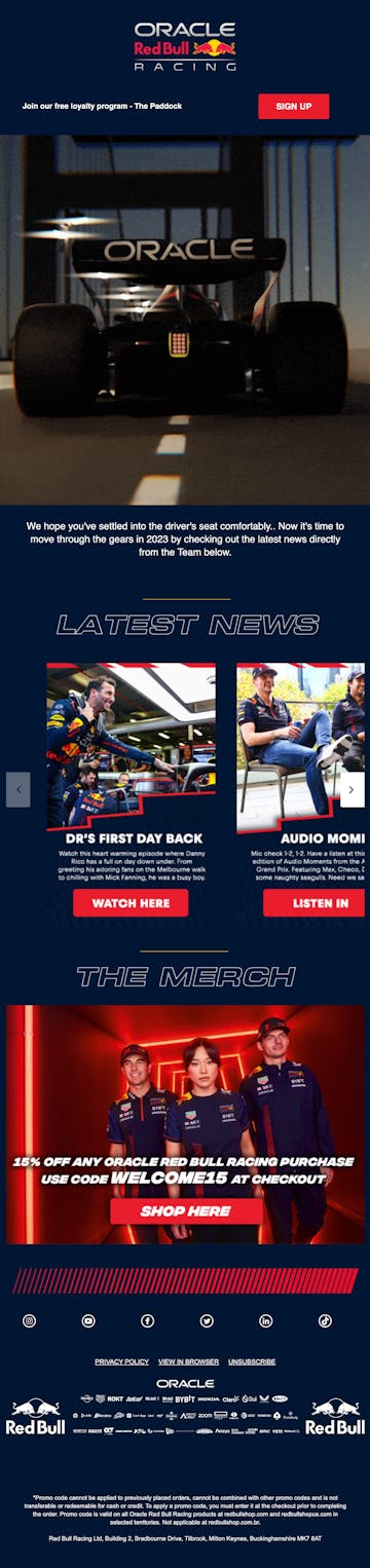 Oracle Red Bull Racing Email Design Thumbnail Preview