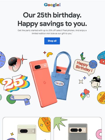 Google 25th Birthday Email Inspiration Thumbnail Preview