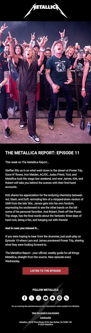 Metallica Email Design Thumbnail Preview