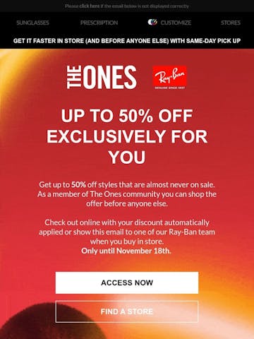 Ray-Ban The Ones Email Design Thumbnail Preview