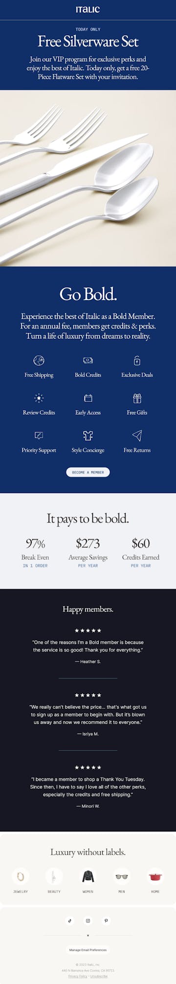 Italic Email Design Thumbnail Preview