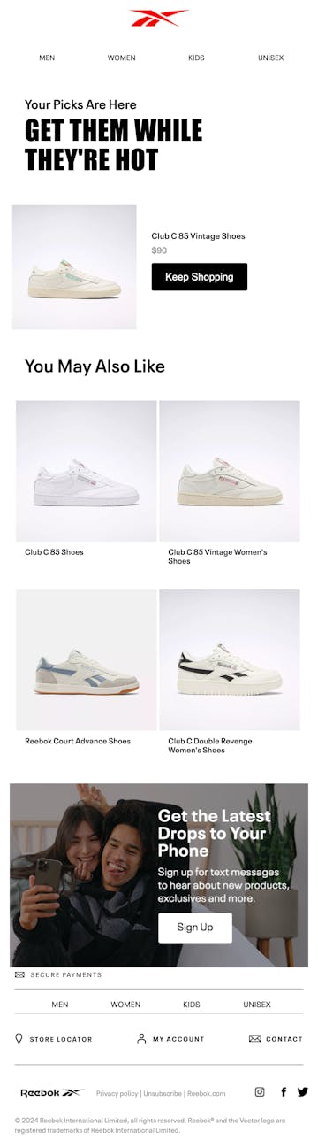 Reebok Email Design Thumbnail Preview