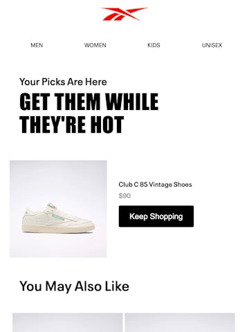 Reebok Email Design Thumbnail Preview