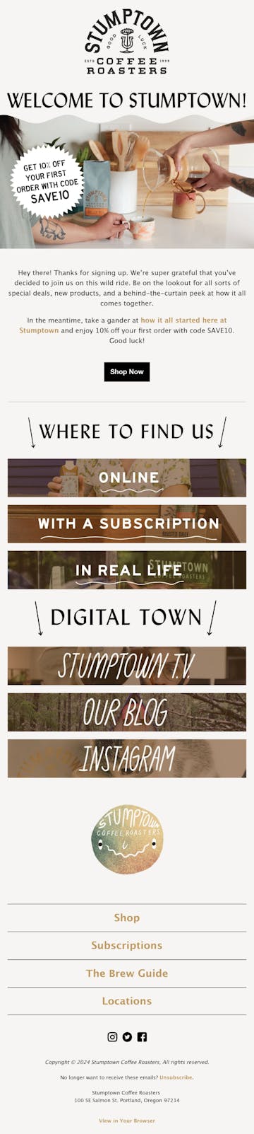 Stumptown Coffee Roasters Email Design Thumbnail Preview