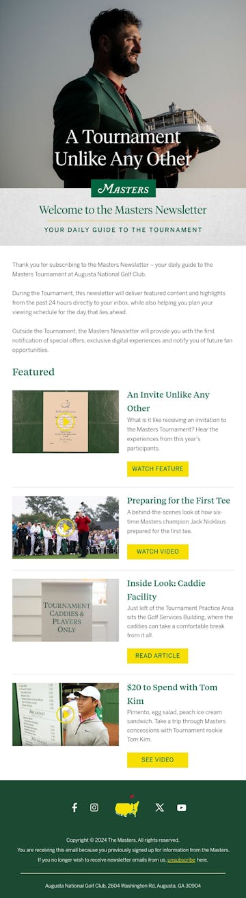 The Masters Email Design Thumbnail Preview
