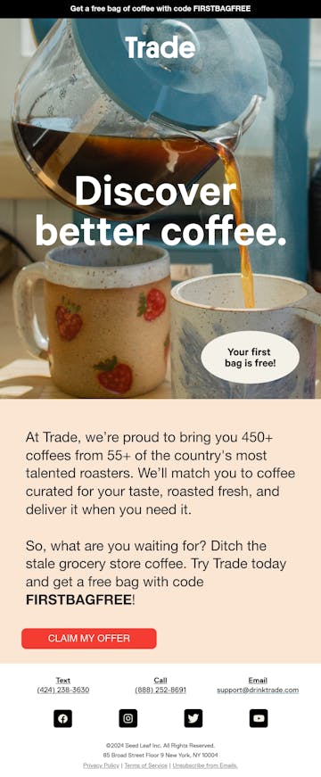 Trade Coffee Email Design Thumbnail Preview