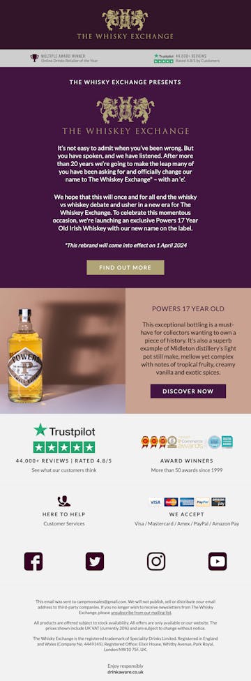 The Whisky Exchange Email Design Thumbnail Preview