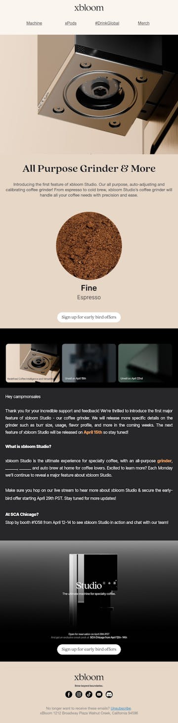 xBloom Coffee Email Design Thumbnail Preview