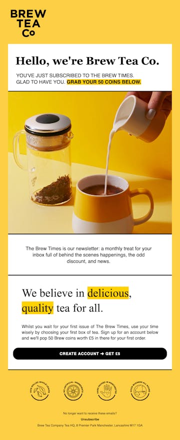 Brew Tea Company Email Design Thumbnail Preview