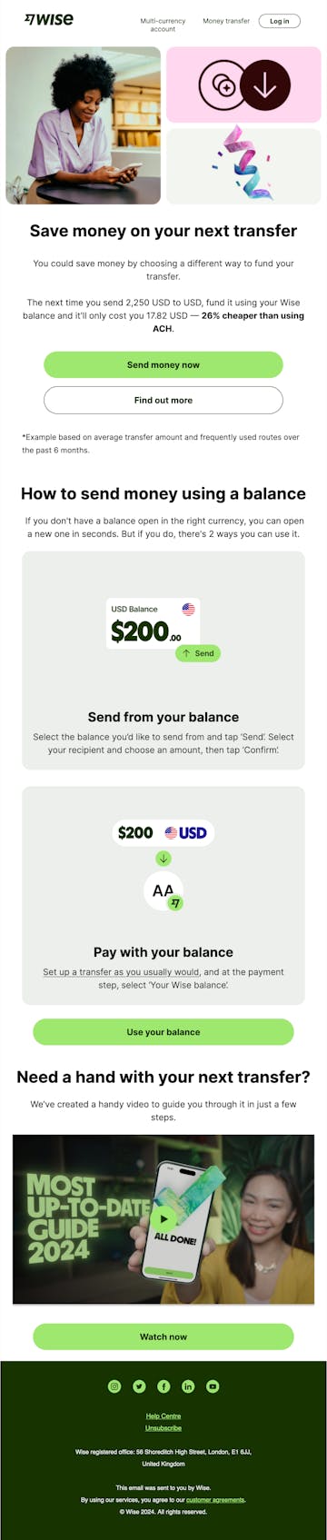 Wise (formerly TransferWise) Email Design Thumbnail Preview