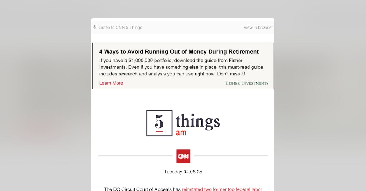 Email Inspiration from CNN's 5 Things AM - Email Love